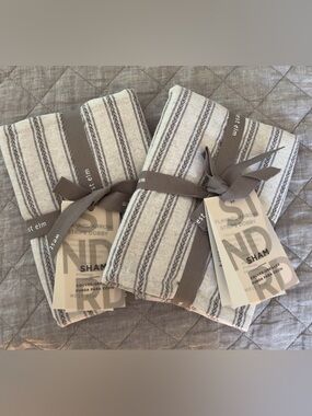 West Elm Flannel Arrow Stripe Dobby Cream and Gray Shams - Pair